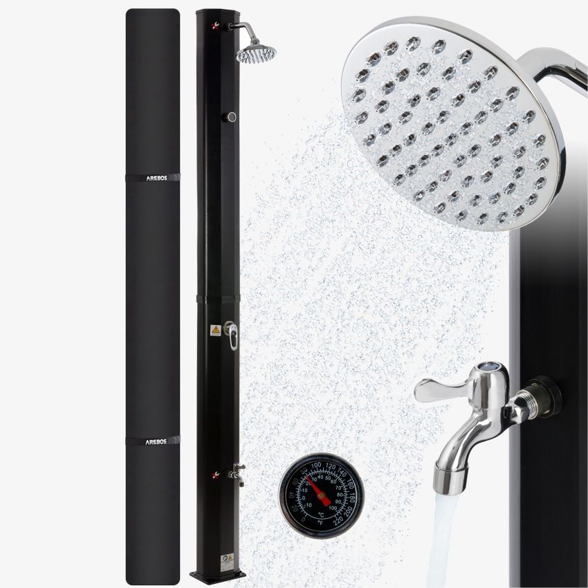 Solardusche 35L schwarz mit Thermometer