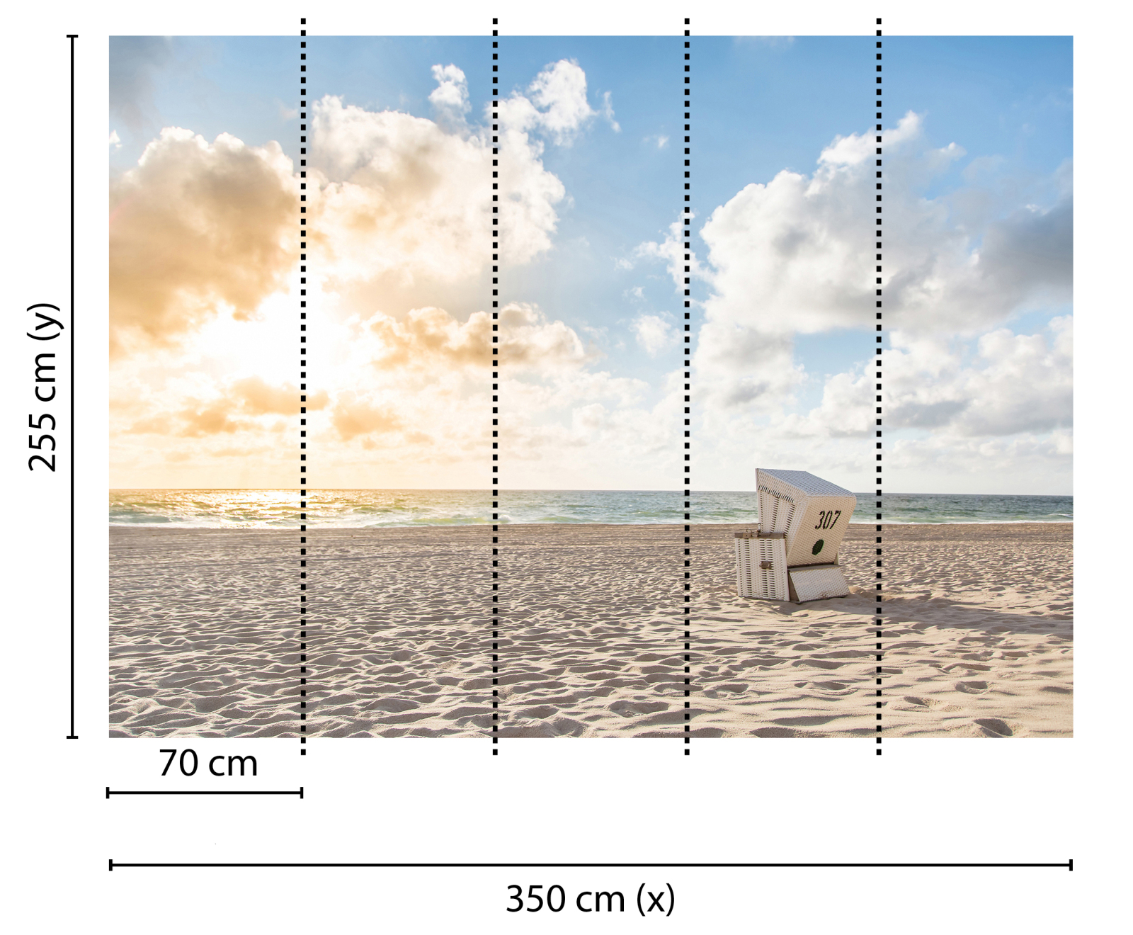 Fototapete DESIGNWALLS - braun-blau - Strand - 2,55 Meter