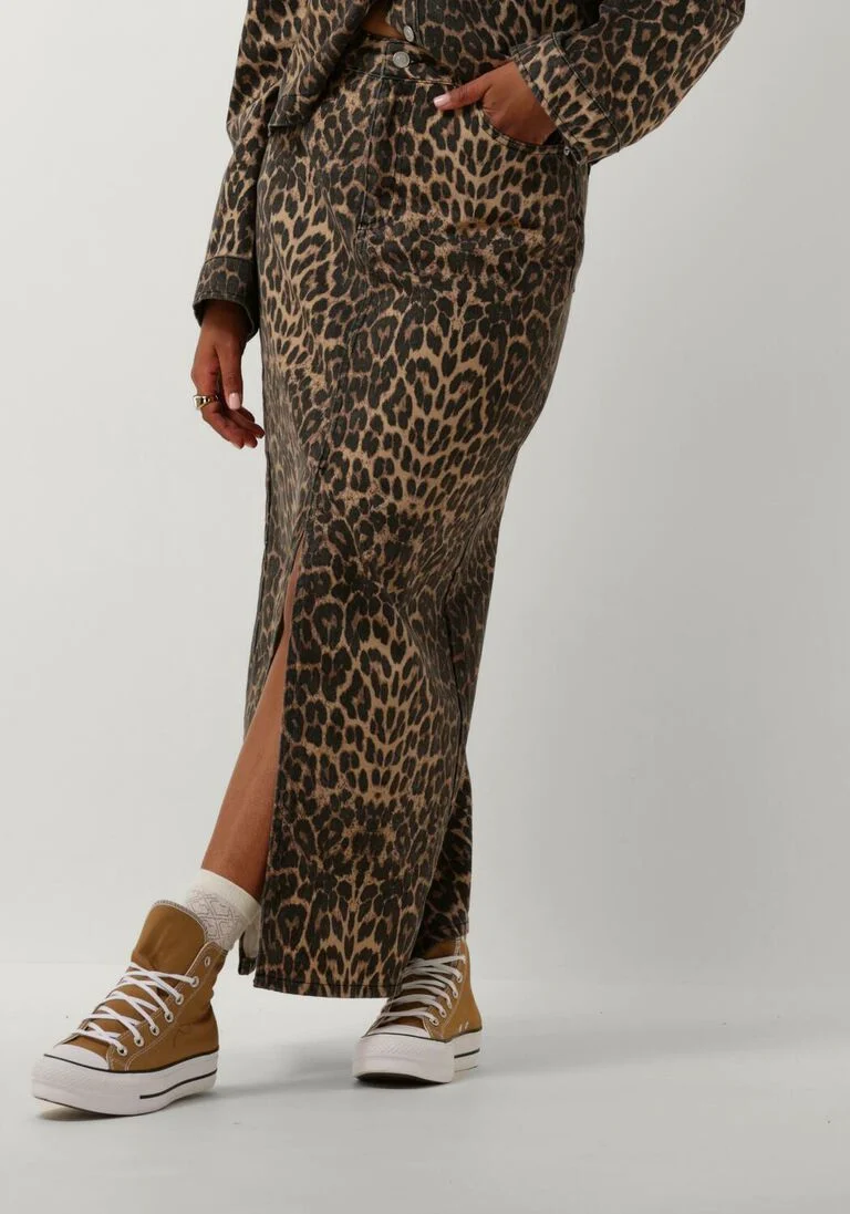 NEO NOIR bruine neo noir maxirok frankie leopard skirt