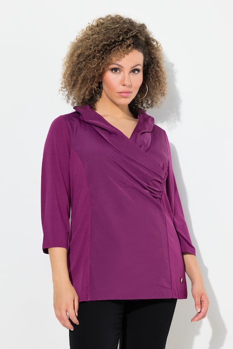 Shirt, Taft-Kragen, Classic, V-Ausschnitt, 3/4-Arm
