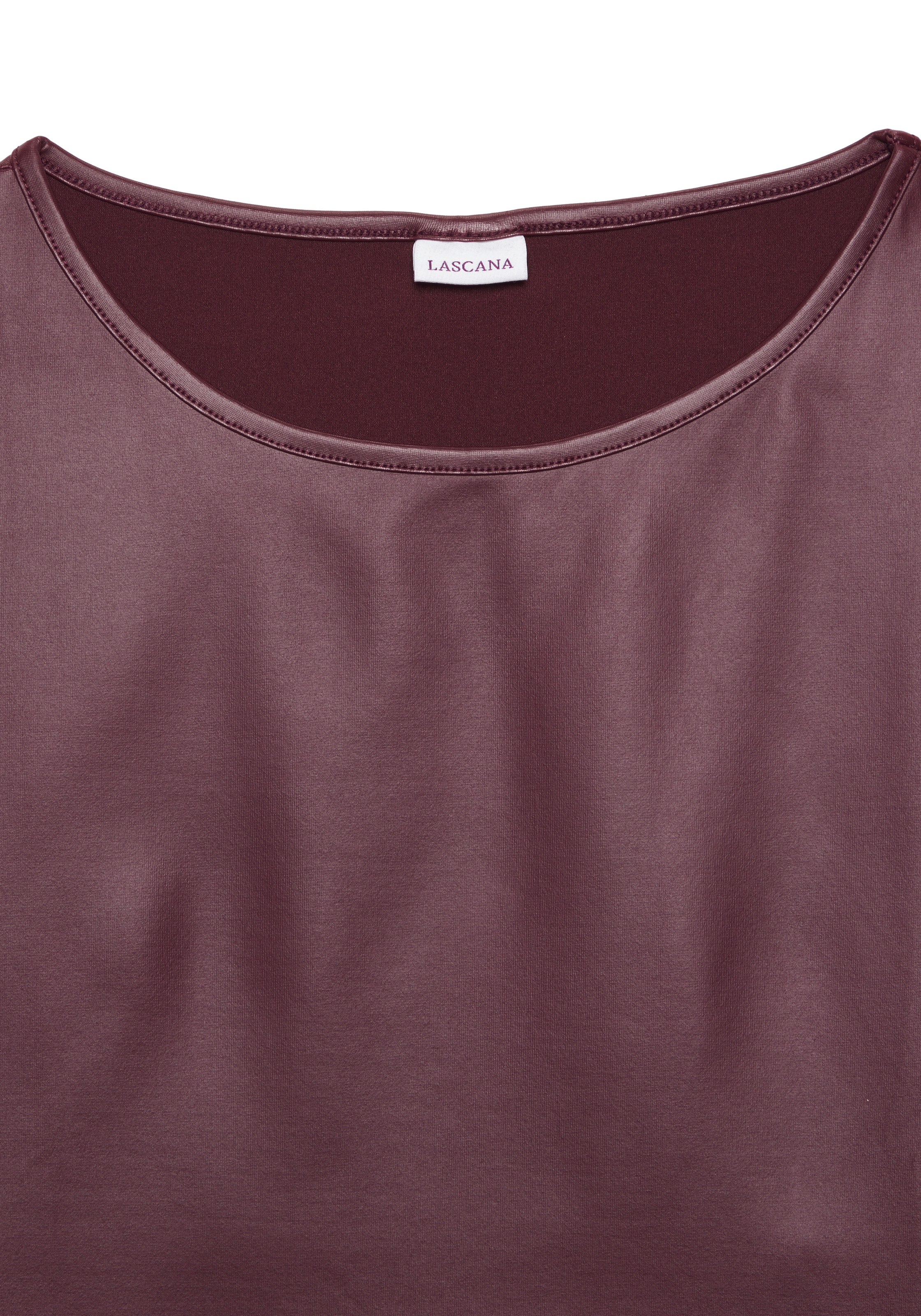 LASCANA Rundhalsshirt , aus Lederimitat, Partytop