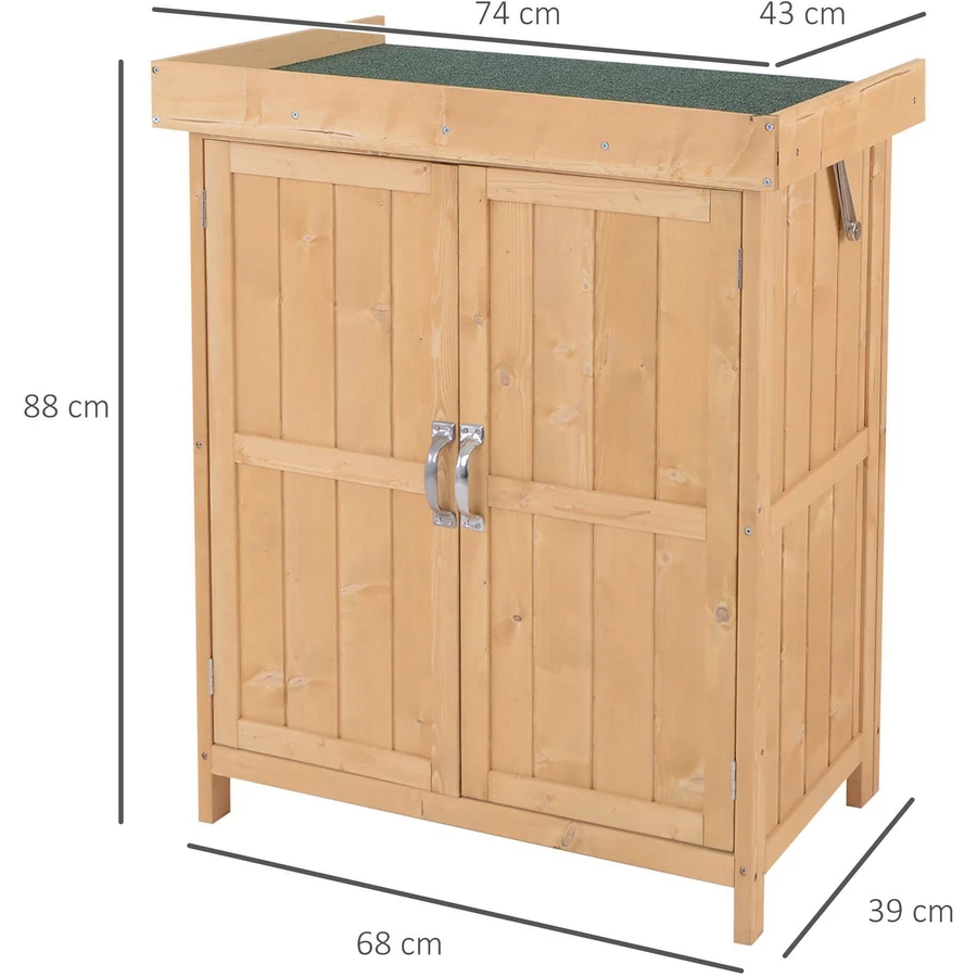 Outsunny Geräteschrank mit 2 Fächer natur