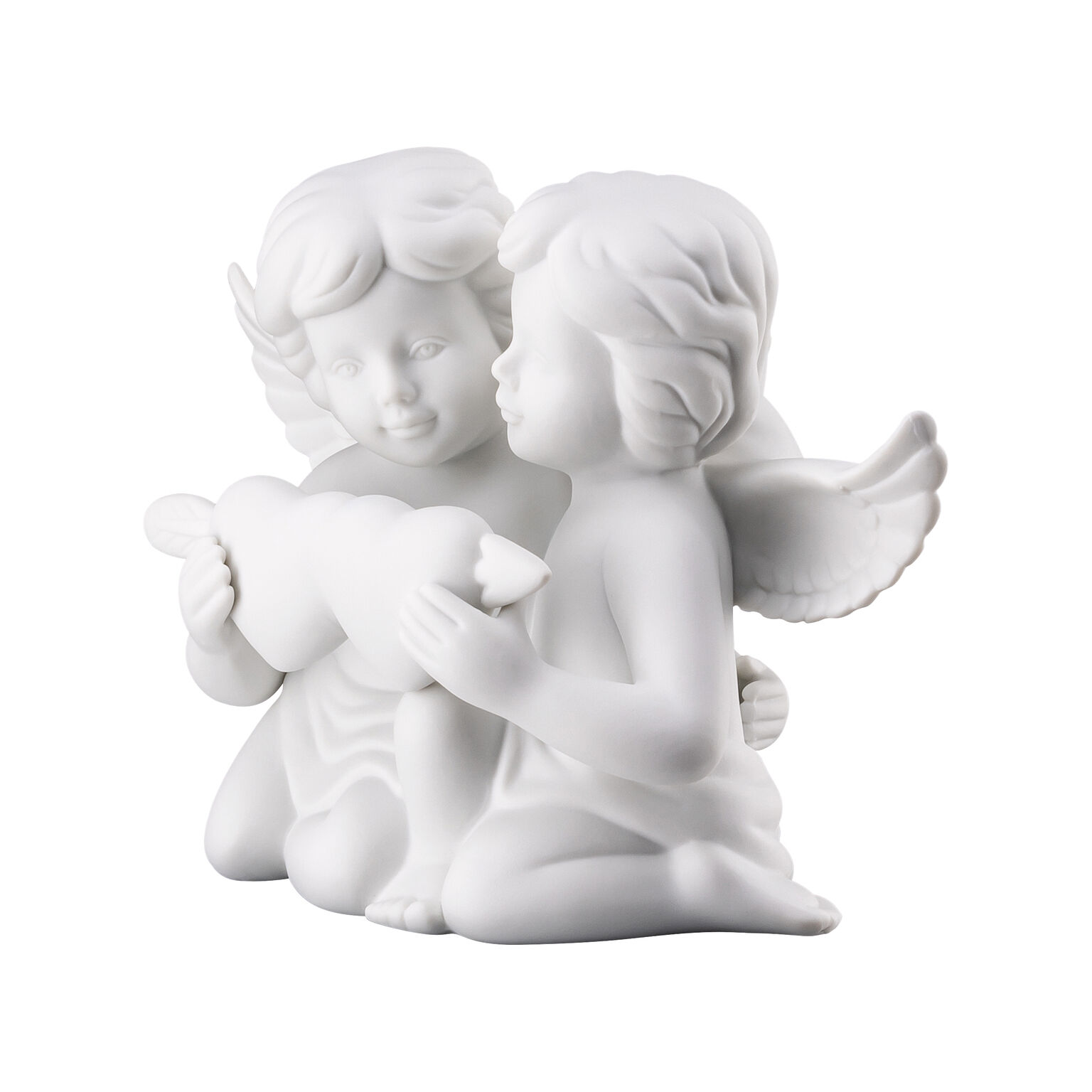 Angels Weiss matt Engelpaar mit Herz