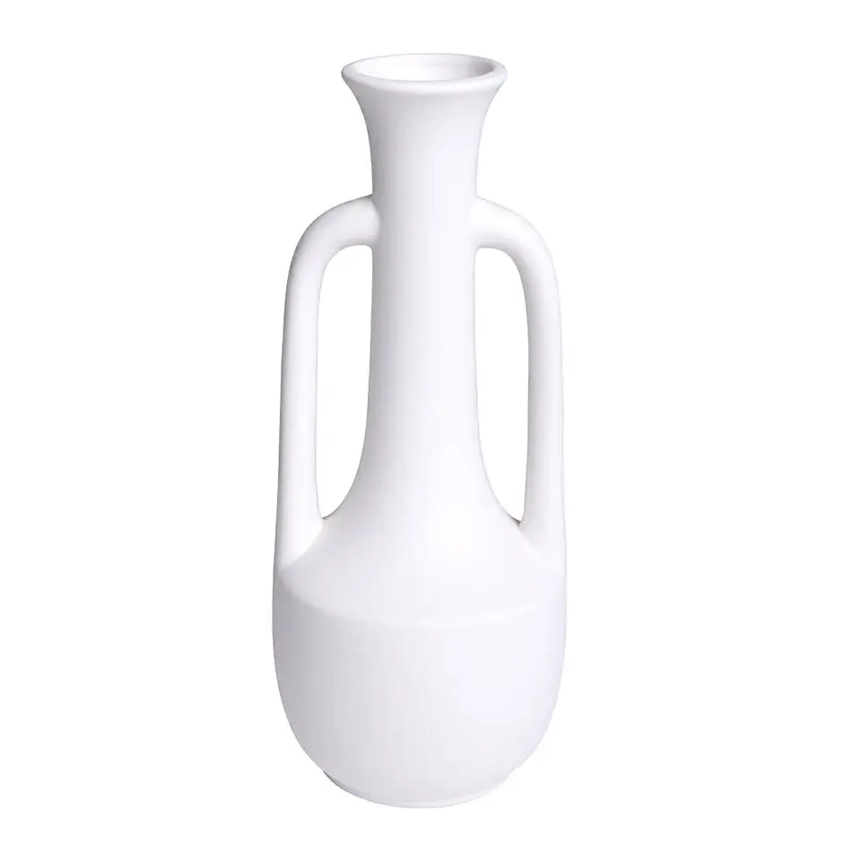 QUVIO Vaas met handvatten – 26 cm - Keramiek – Wit