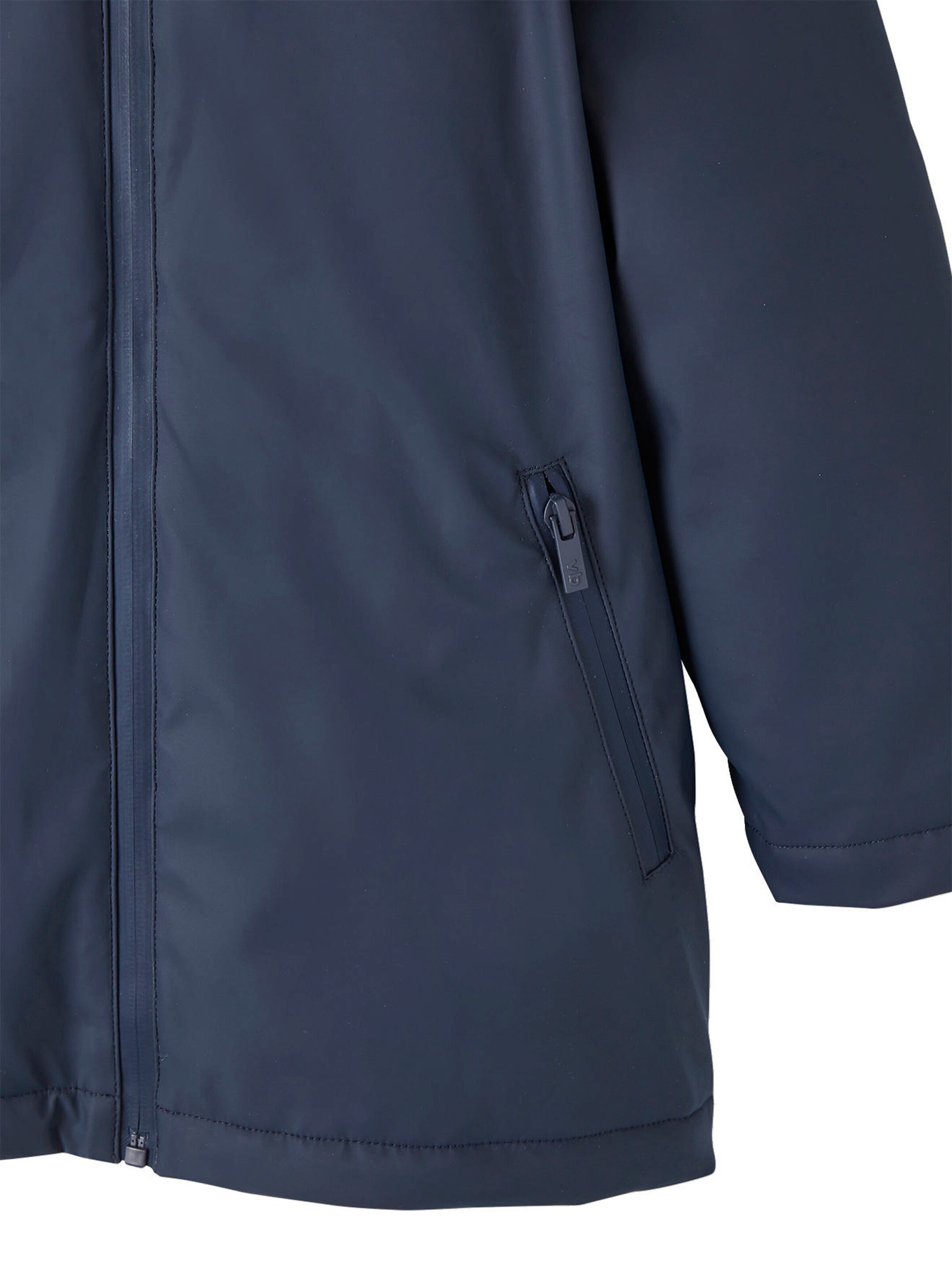 Vertbaudet Jungen Regenjacke mit Kapuze & Teddyfleece-Futter nachtblau