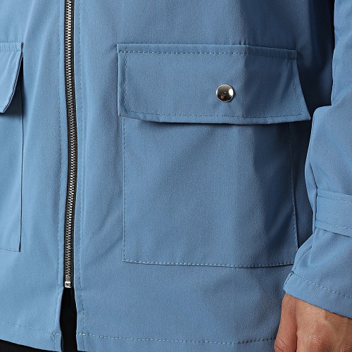 Veste Zippée Capuche Bleu