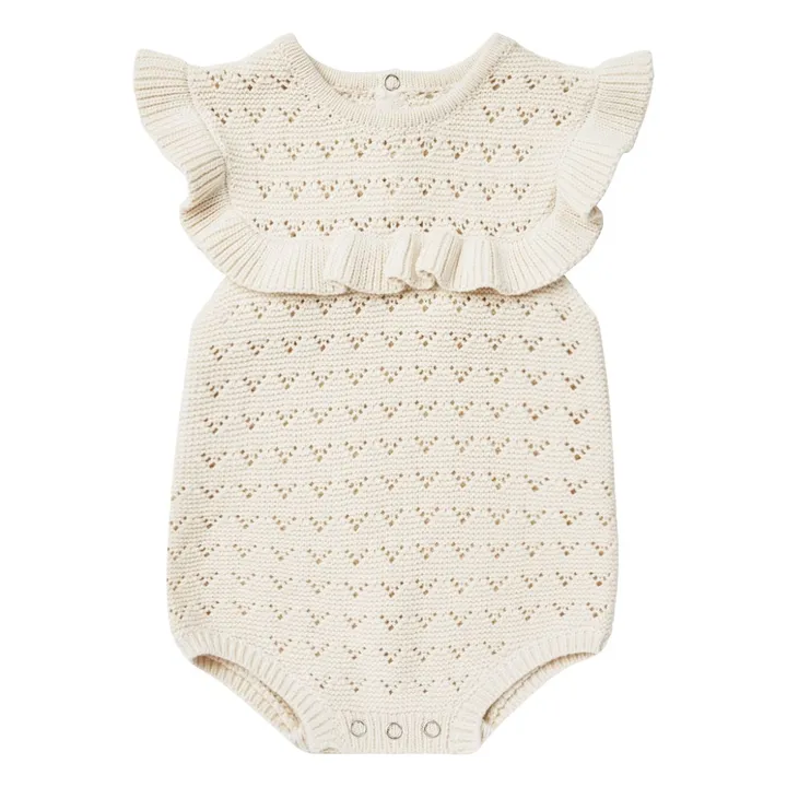 Quincy Mae Barboteuse Volants Pointelle | Ecru