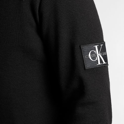 Sweat Crewneck Monogram Badge Waffle 5064 Noir