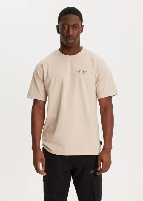 T-shirt met print Praia de Dunas zand (ZAND)