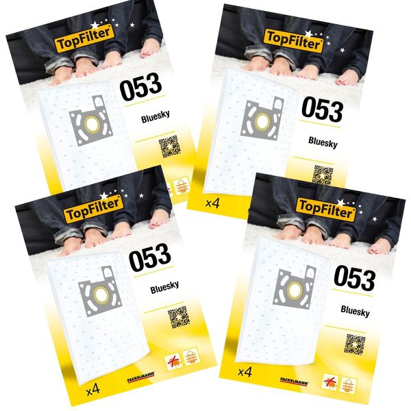 Lot de 4 packs de 4 sacs aspirateur 64053 Bluesky Premium TopFilter