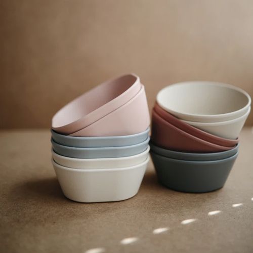 Mushie kinderkommen vierkant - ivory - 2st