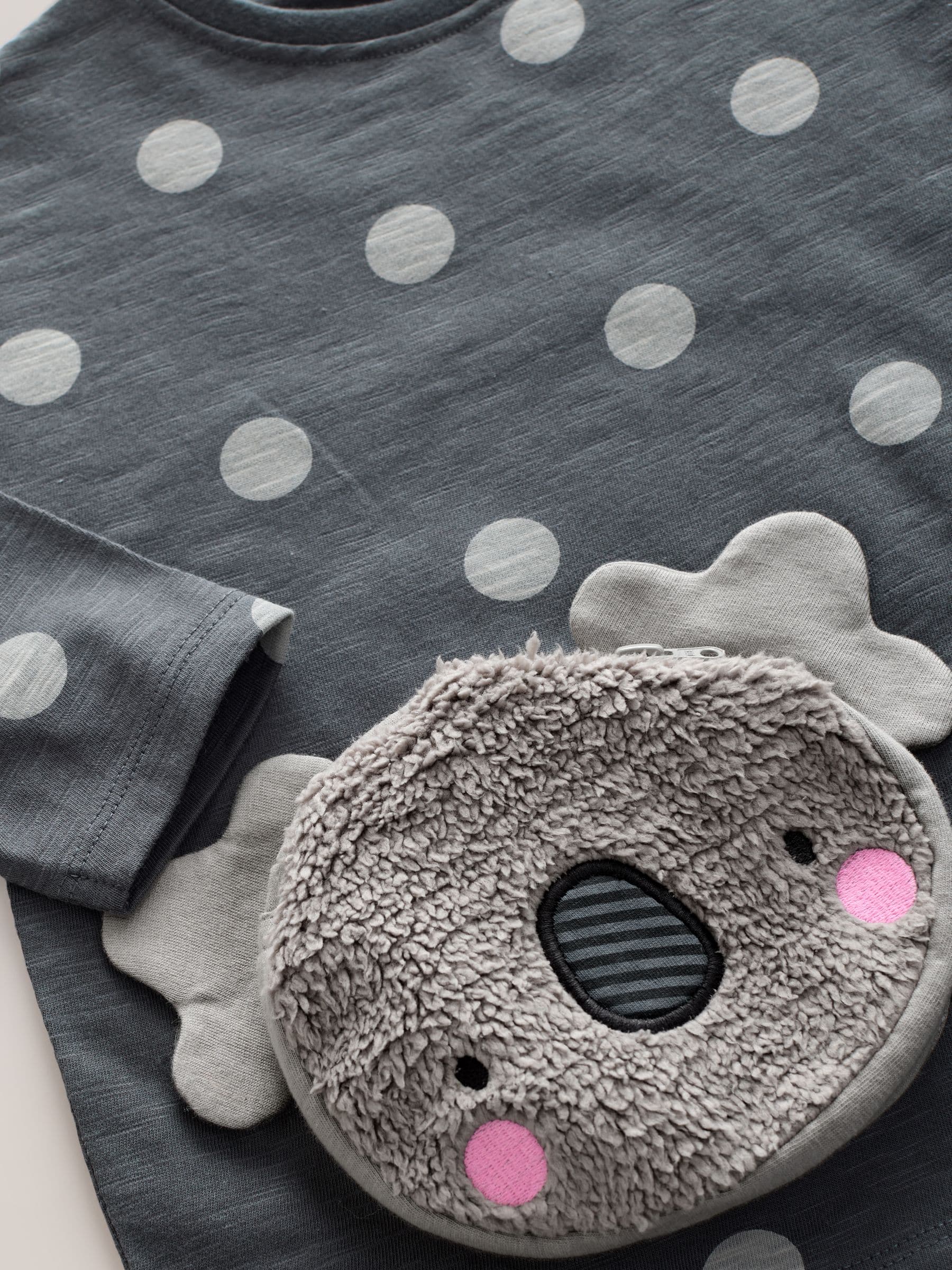 Antracietgrijze koala - T-shirt met lange mouwen en tas (9 mnd-7 jr)