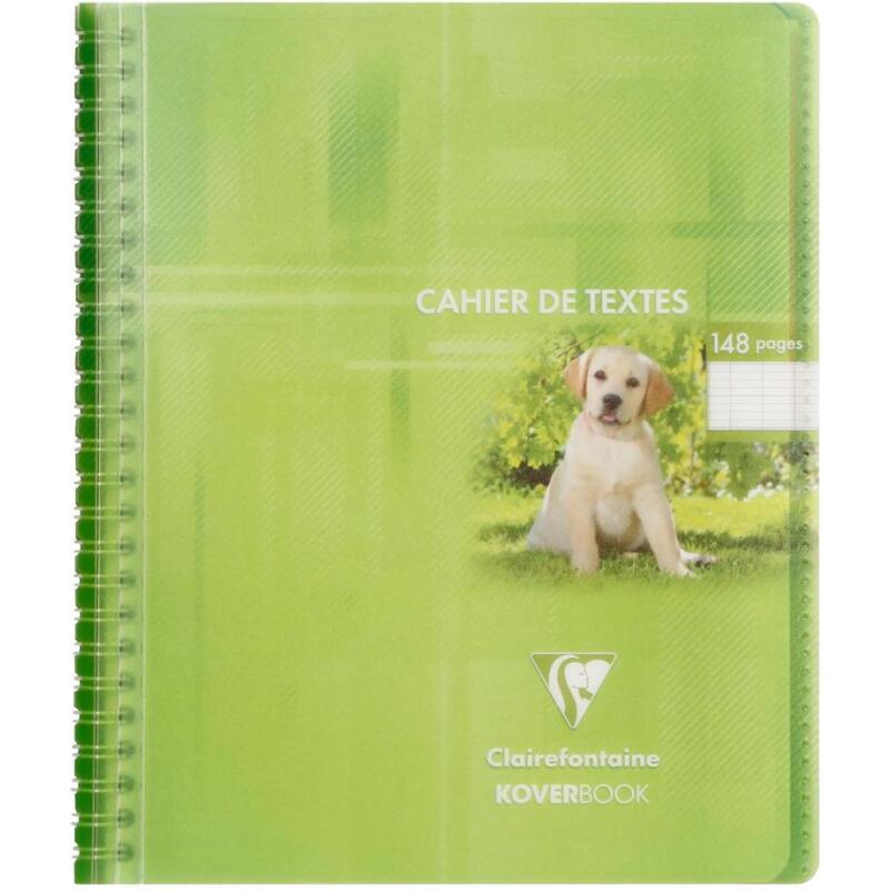 Cahier de textes reliure intégrale Koverbook 17x22cm 148 pages grands carreaux couverture polypropylène transparent - Assortis
