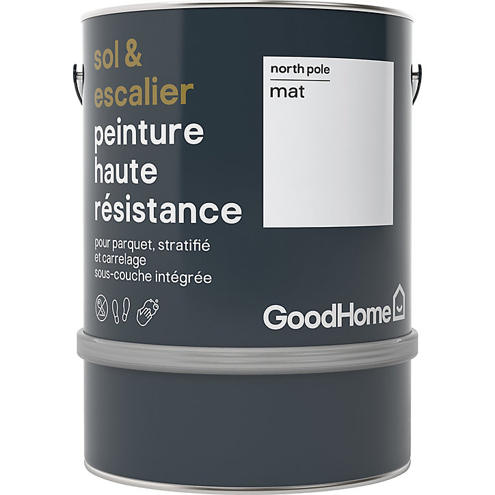 Peinture haute résistance sol et escalier GoodHome blanc North Pole mat 2L