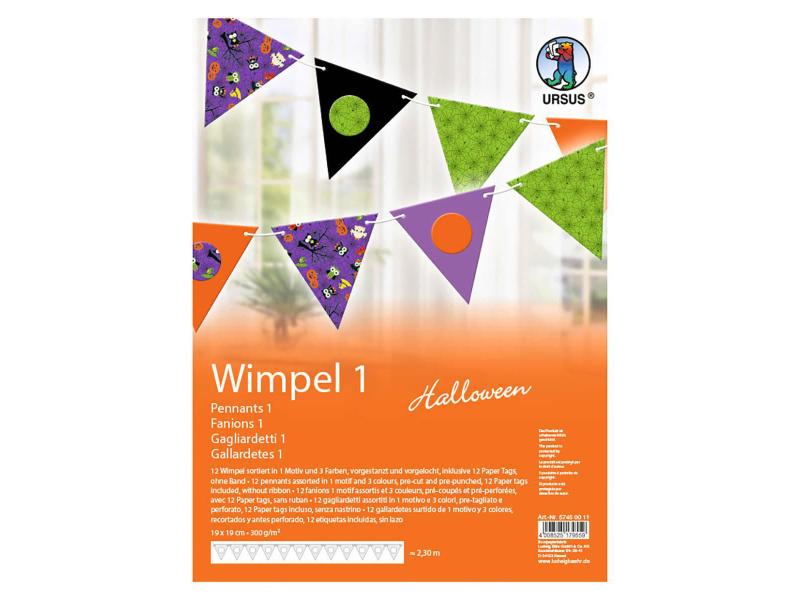 URSUS Bastelset Halloween 12 Wimpel, Dreieck Feiern Sie Halloween mit Ursus