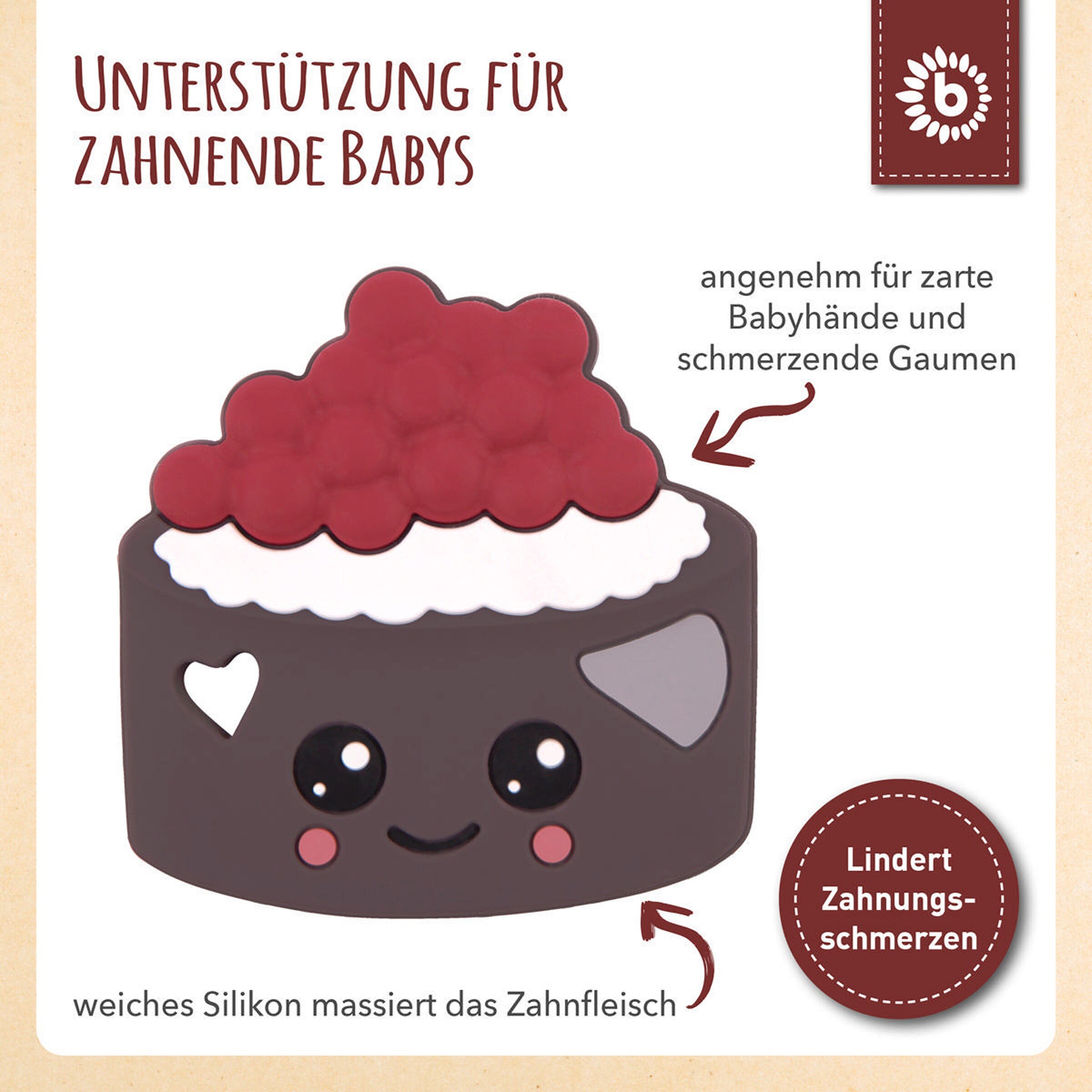 Bieco Beißring Silikon Torte - ab Geburt Braun