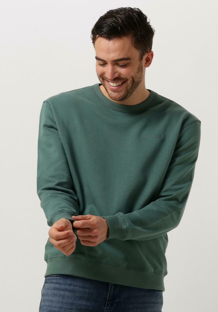 PURE PATH groene pure path trui crewneck with chest embroidery
