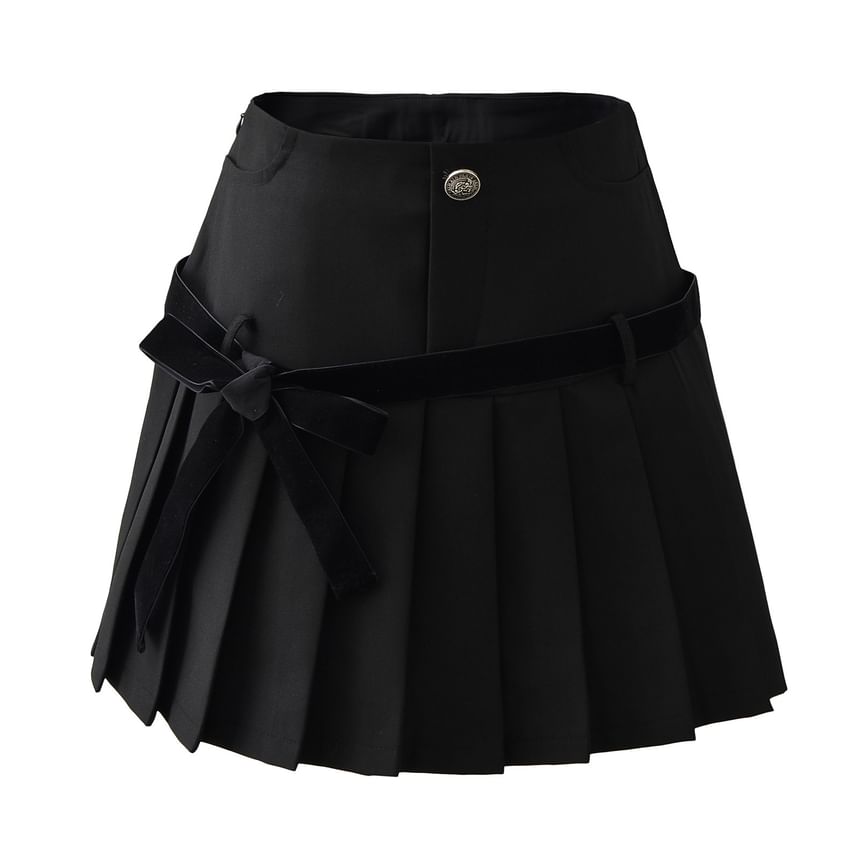 Sundine - Mini A-lijn rok met hoge taille en strikplooien