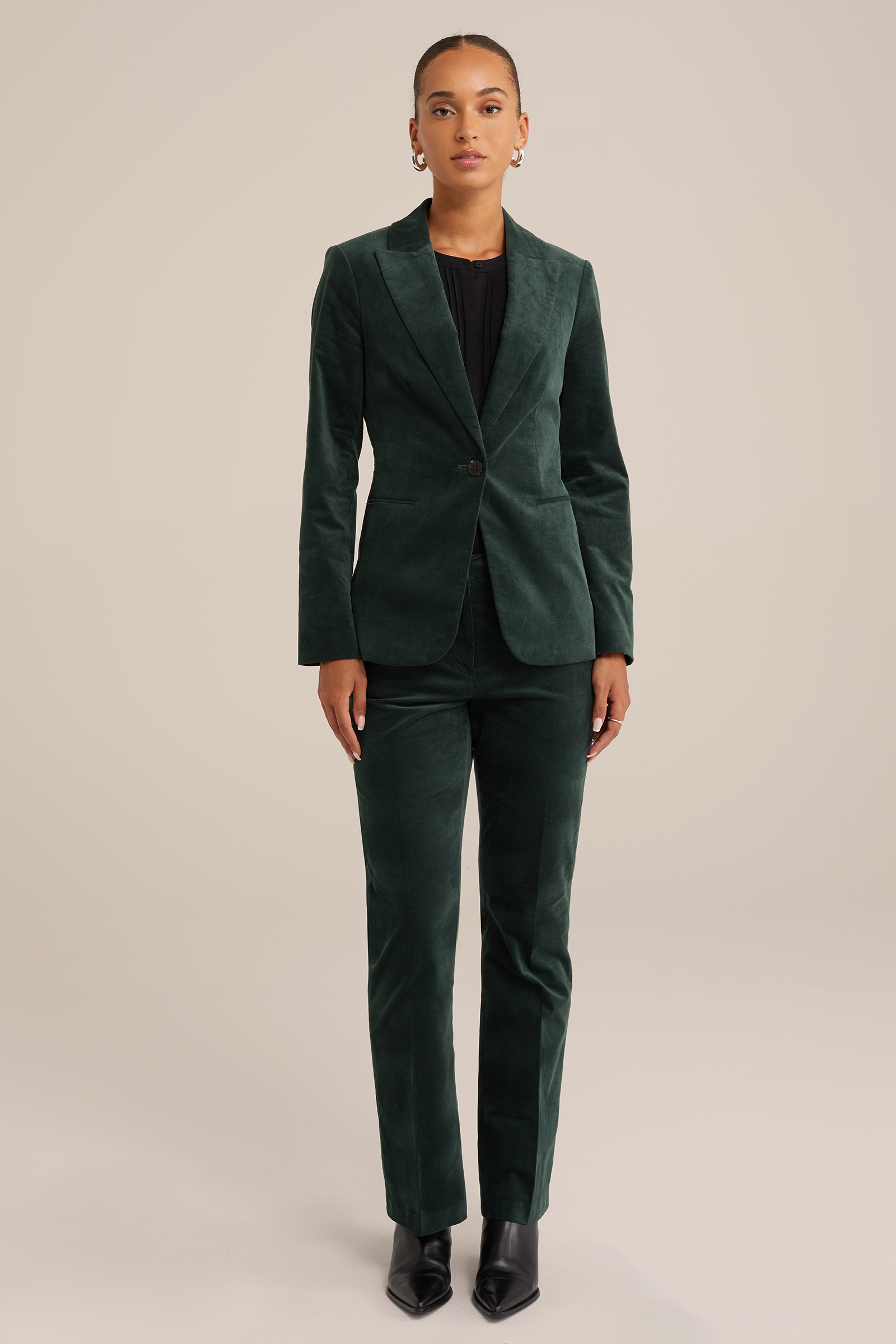 velvet flared pantalon WE Fashion Groen