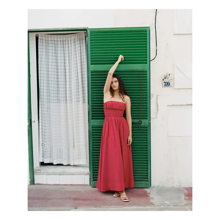 Peony Robe Strapless Maxi | Rouge framboise