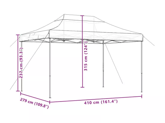 Tente de réception pliable escamotable marron 410x279x315 cm