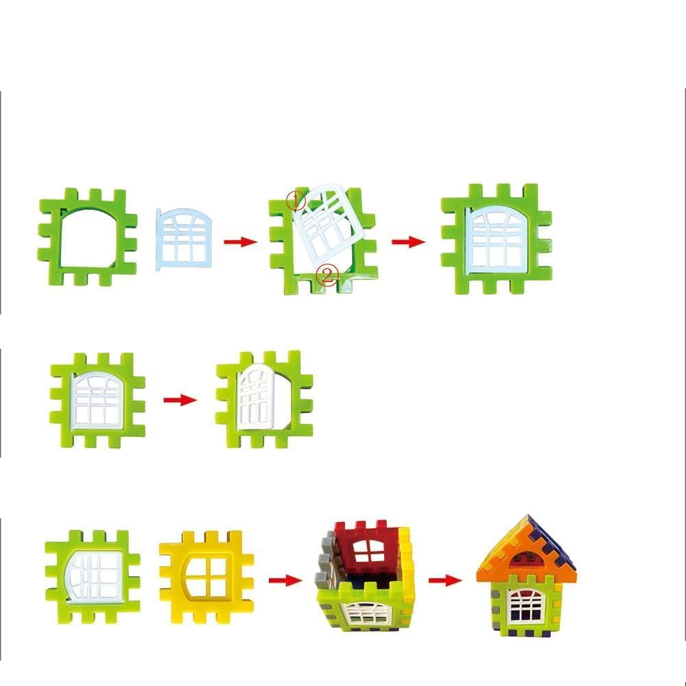 (100er Set) Kinder DIY Steck Puzzle Spielzeug 3D Lern Spiel Bausteine - Assortiert