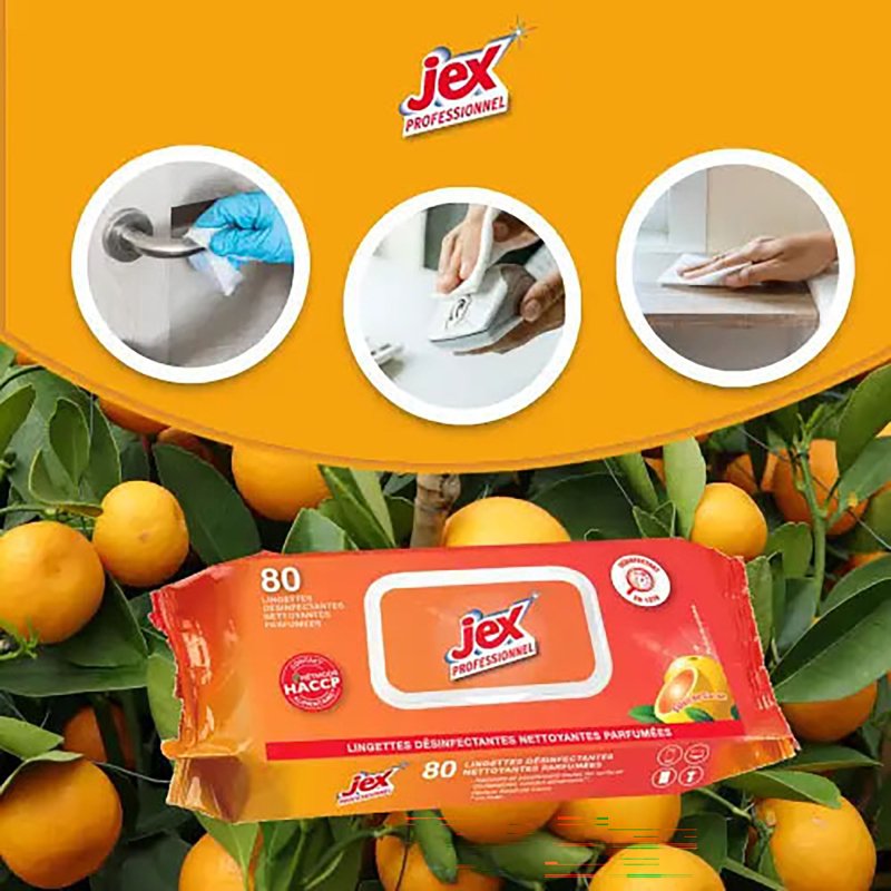 Lingettes désinfectantes parfumées Jex Professionnel Soleil de Corse - Paquet de 80