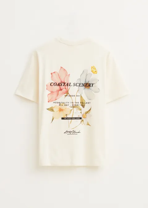 T-shirt met print coastal off-white (ECRU)