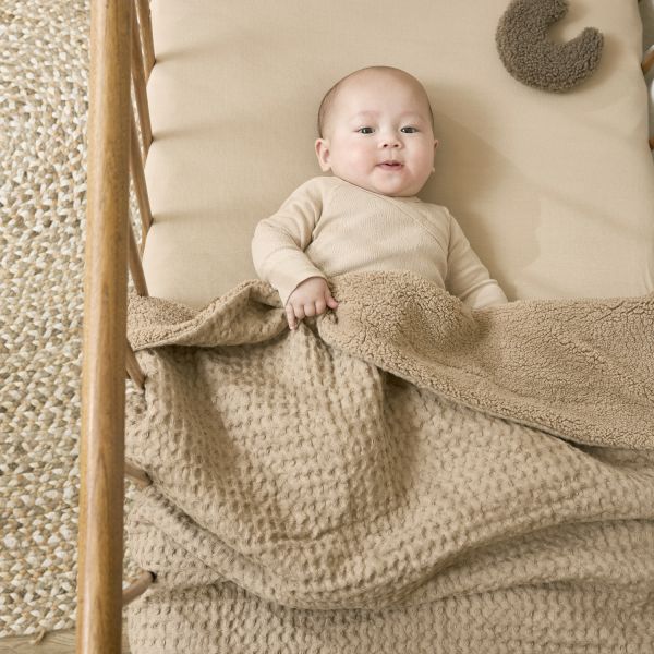 Meyco Wafel Teddy Ledikantdeken - 100 x 150 cm - Sand
