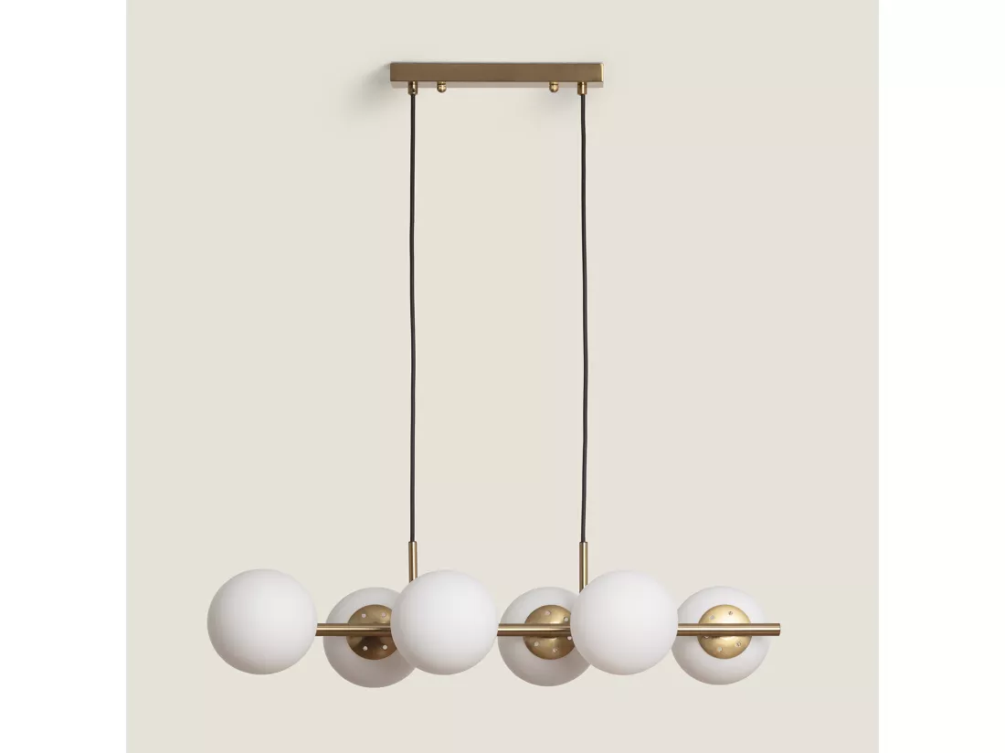 Suspension Métal et Verre Moonlight Brass 6 Spots Doré
