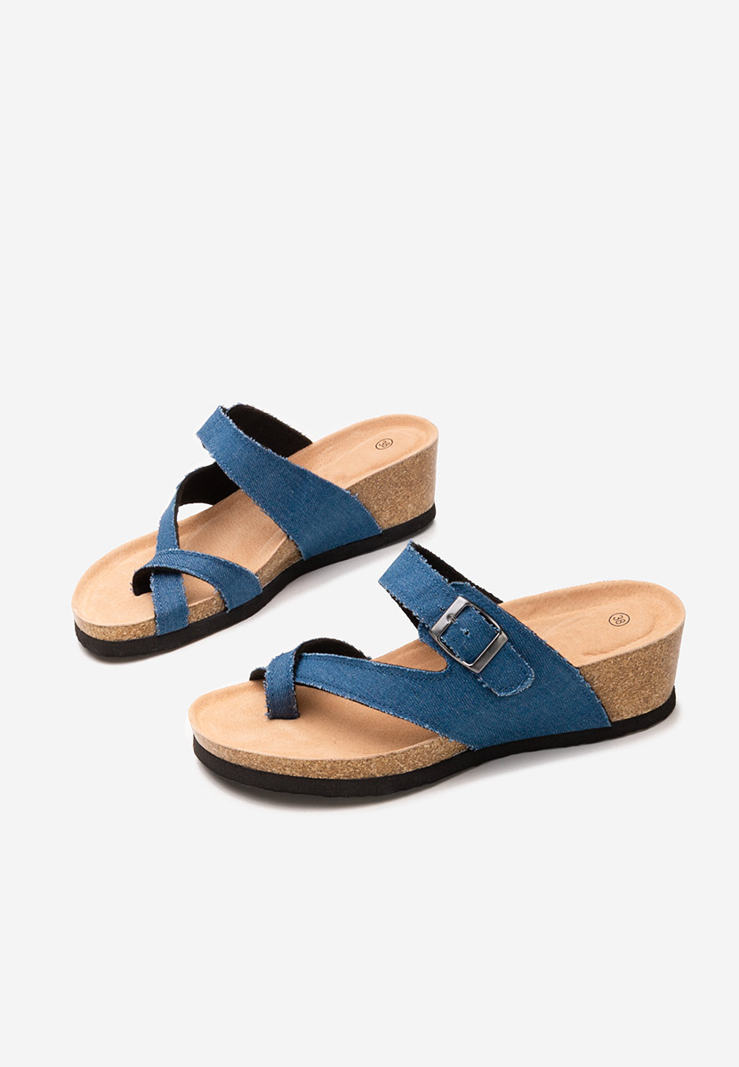 Mules compensées femme denim Wandana V2
