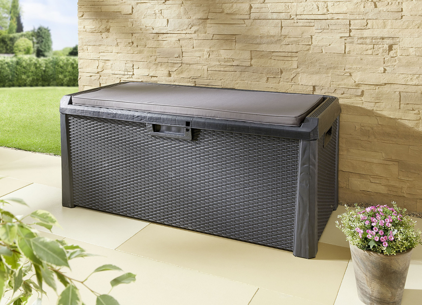 Gartenbox Santorini in elegantem Rattan-Design