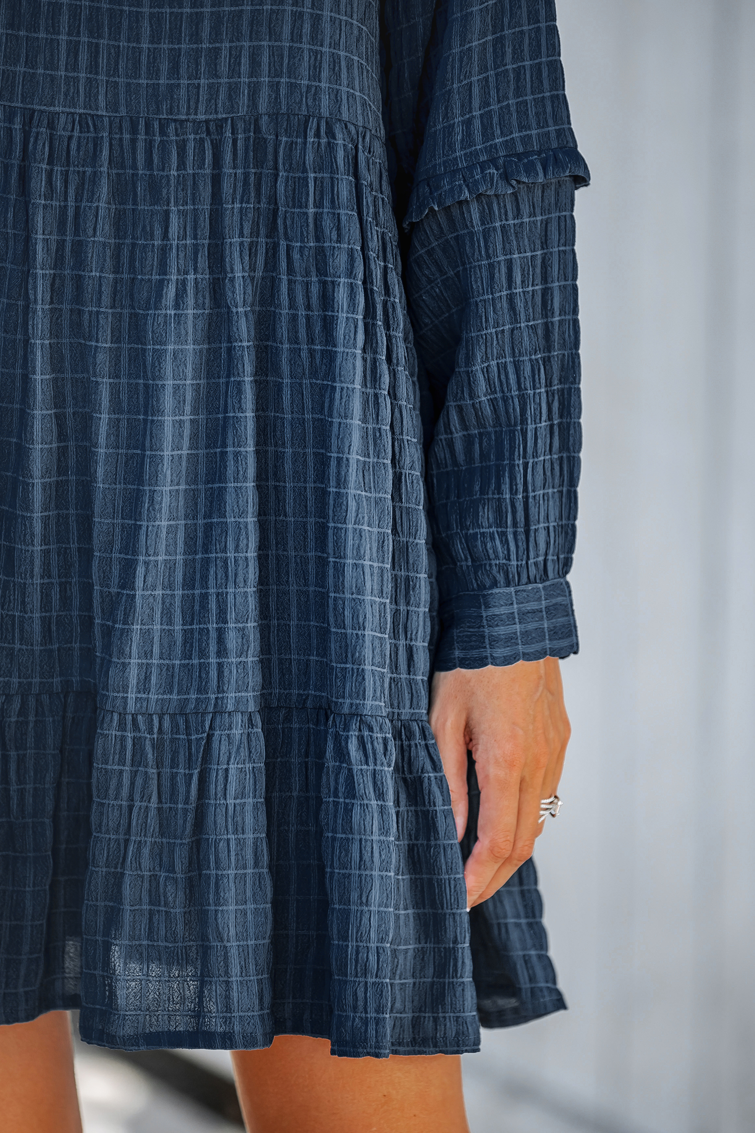 Robe mini à volants et imprimé en carreaux