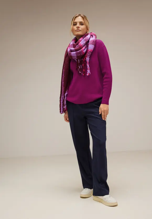Pullover im Strickmix - magenta pink