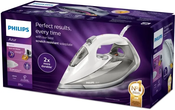 [OUTLET] - Philips Azur GC4901 - Dampstrygejern med automatisk afbrydelse - såleplade: SteamGlide Elite - 2800 W
