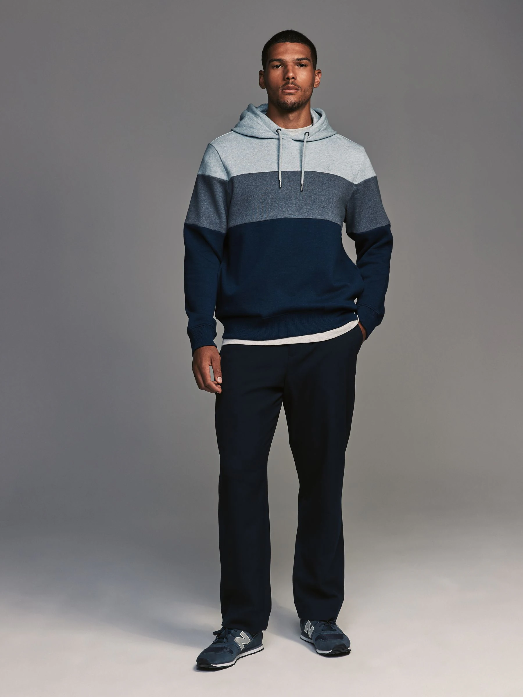 Blauw - Pullover-hoody - Sweatshirt met colourblocking