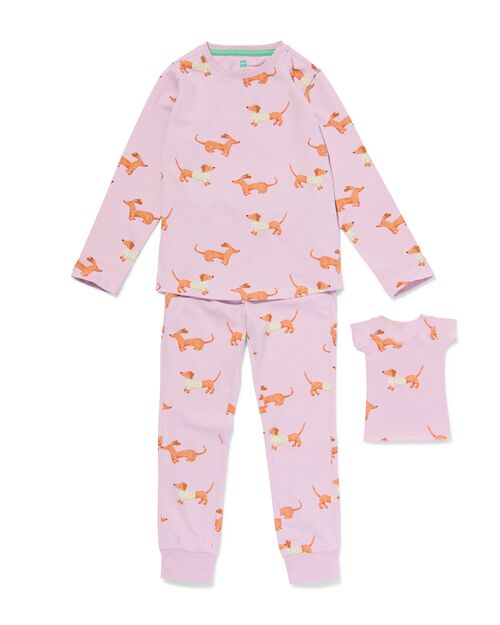 pyjama en coton extensible avec chiens et pyjama pour doudous pour enfant lilas