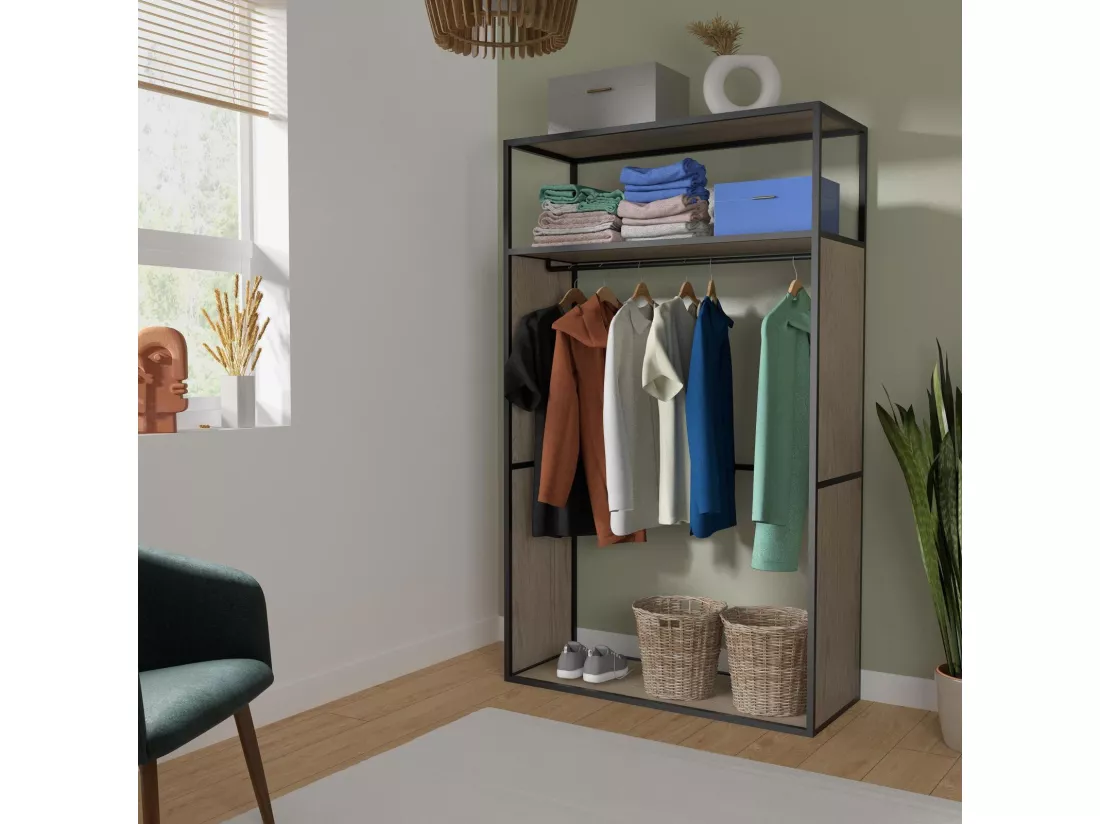 Portant vêtements réversible bois et métal L110x H184,5 cm - OSLO