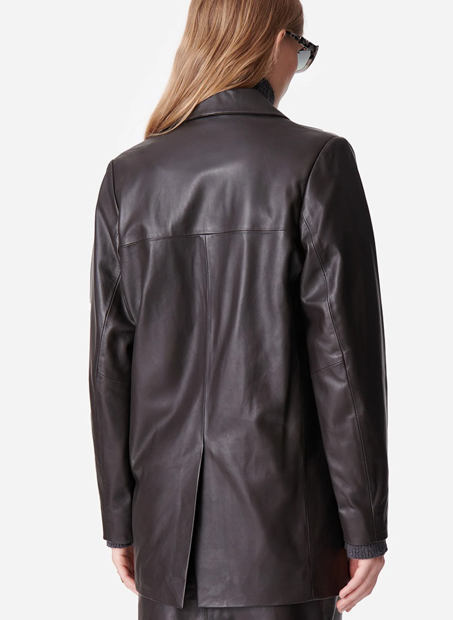 DARCO - Veste droite en cuir | Marron