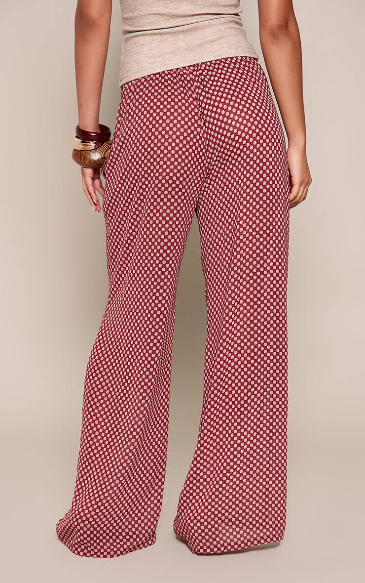 Rouge Pantalon Large En Mousseline Profonde