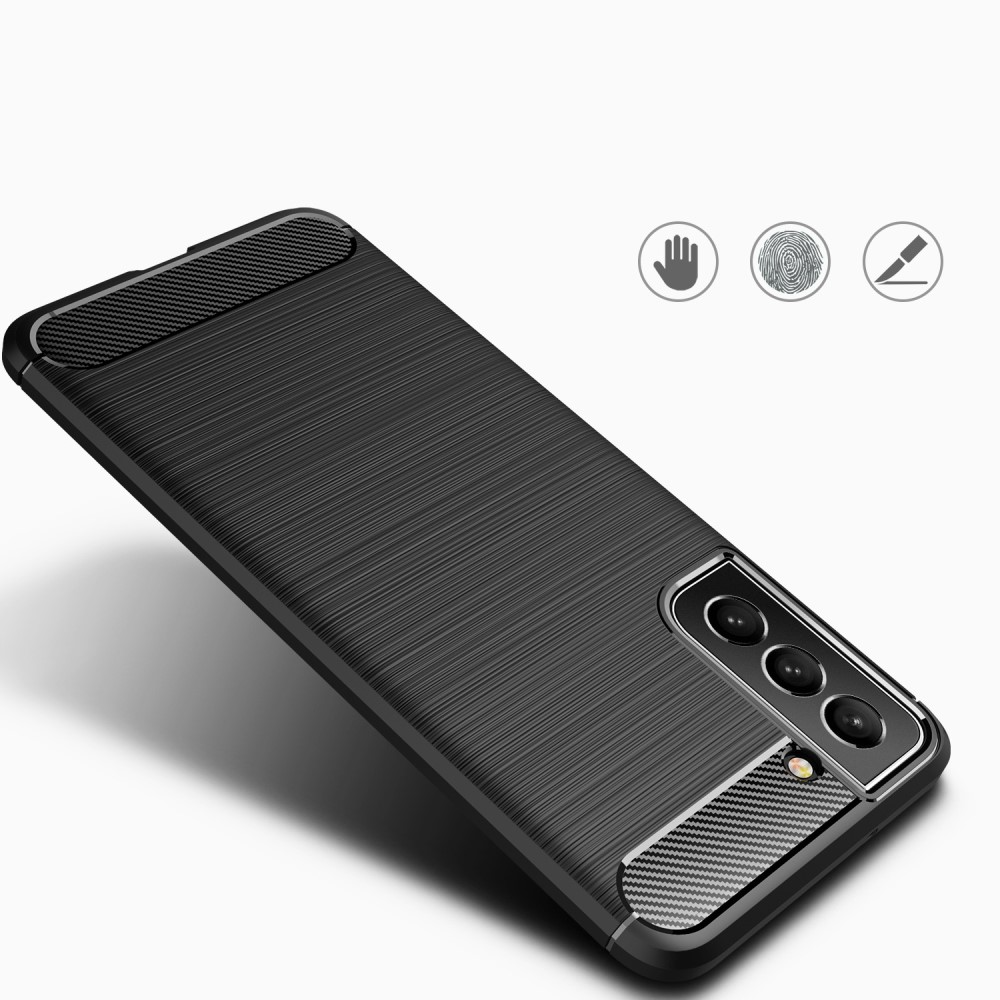 Samsung Galaxy S21 FE 5G Gummi Case Schutzhülle Carbon Look - Schwarz