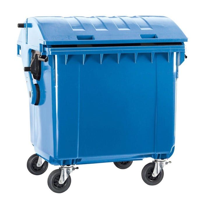 Afvalcontainer 1100 liter blauw rond deksel - kindveilige sluiting (6097142475456)