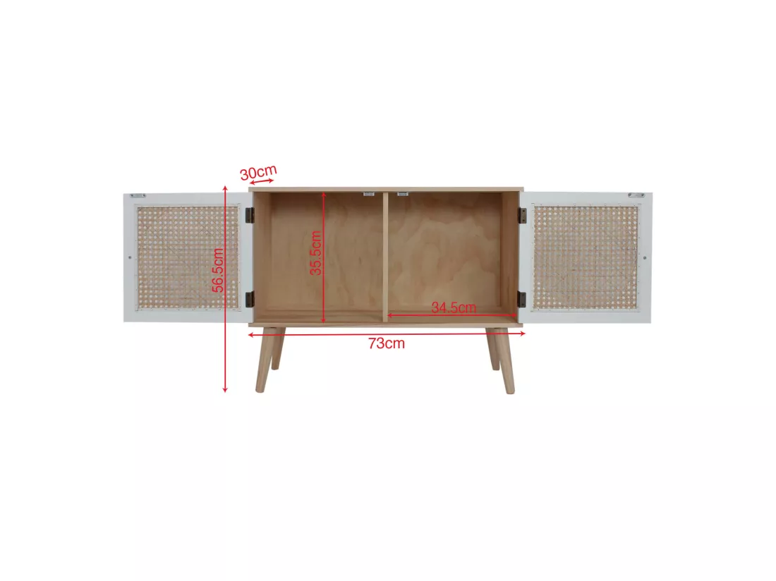 Meuble TV Bas Buffet Polyvalent avec 2 Portes en Bois Blanc Marron