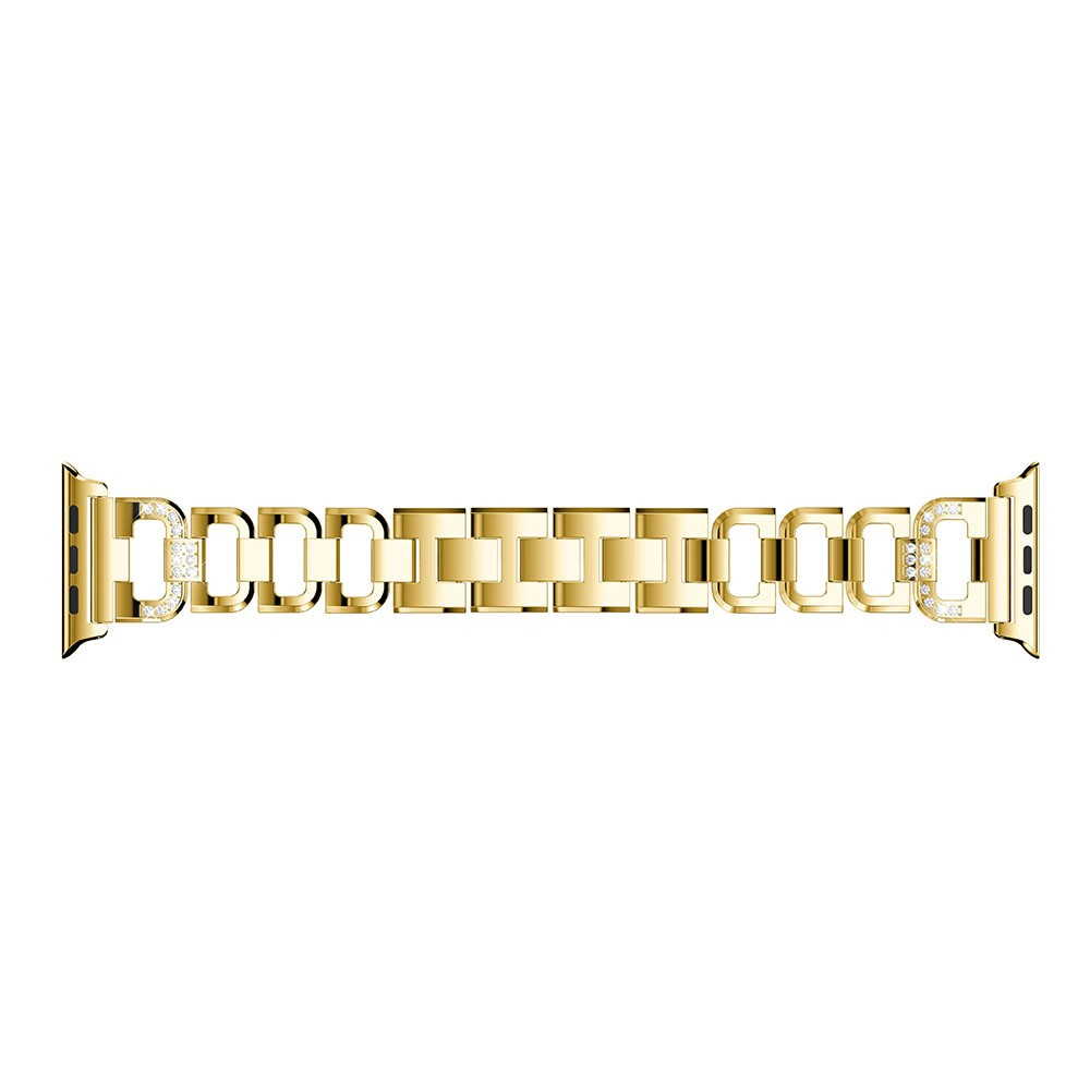 Apple Watch (42/41/40/38 mm) Edelstahl Schmuckarmband mit Glitzersteinen - Gold