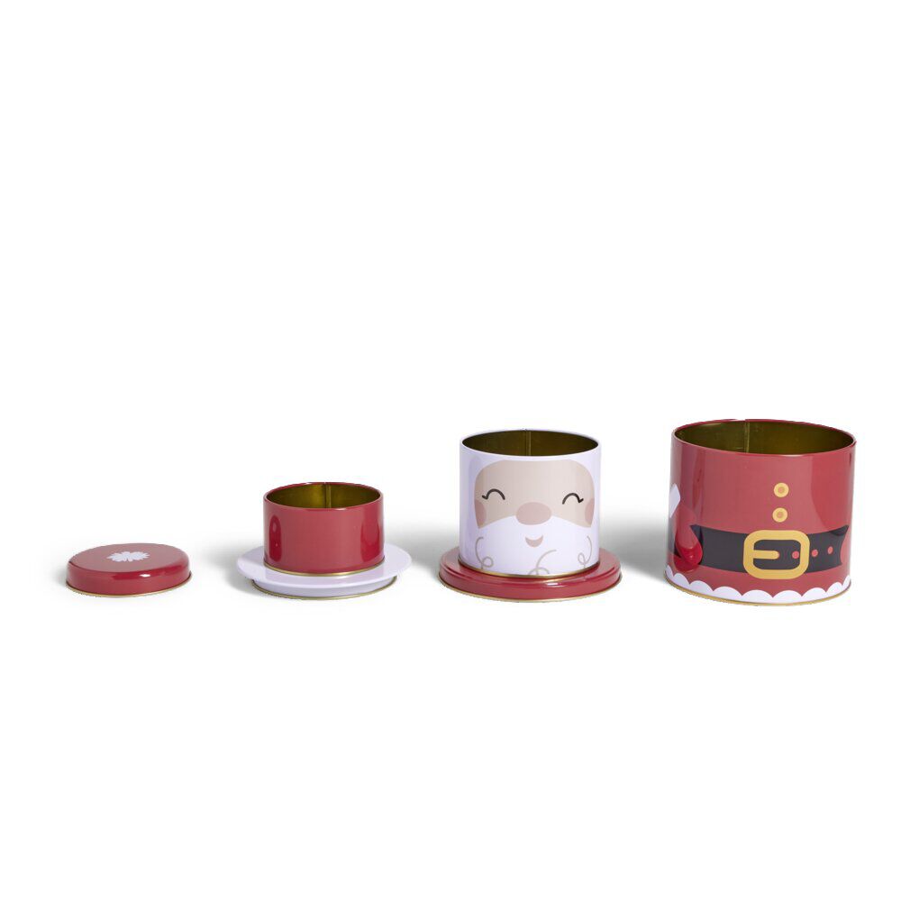 Boîte alimentaire Noël métal 3 compartiments Ø13,5xH26cm - 2 modèles