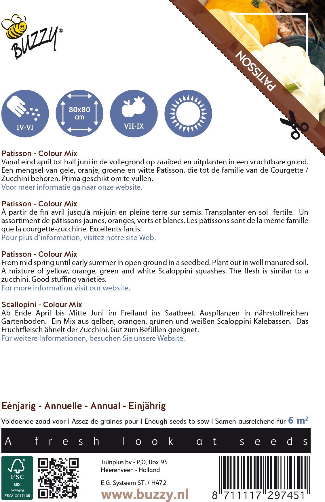 Buzzy® Ornamental groentezaad Patisson 'Colour Mix')