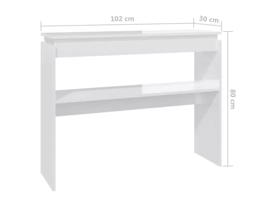 Table console blanc brillant 102x30x80 cm bois d'ingénierie