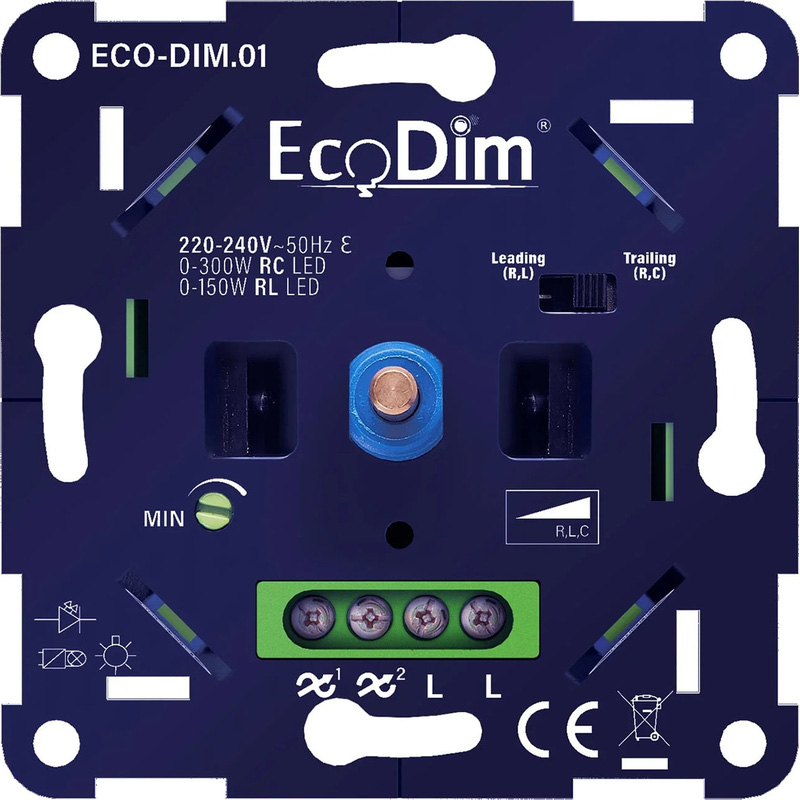 Eco-Dim.01 Led dimmer universeel 0-300W (RC) / 0-150W (RL)