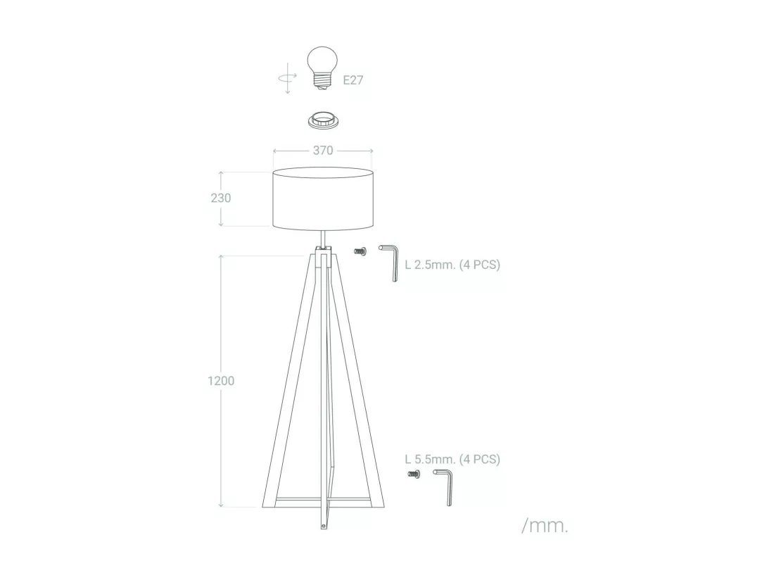 Lampadaire Bois Korsade Blanc