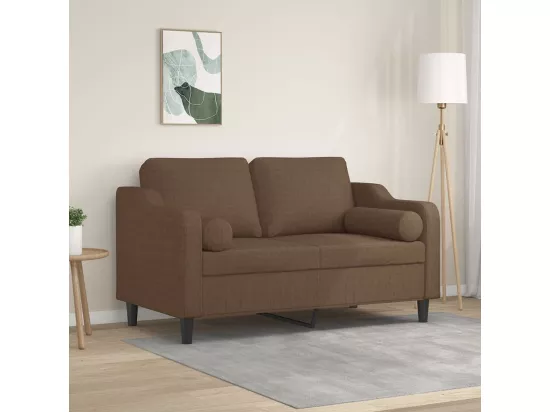 Canapé 2 places avec oreillers décoratifs marron 120 cm tissu